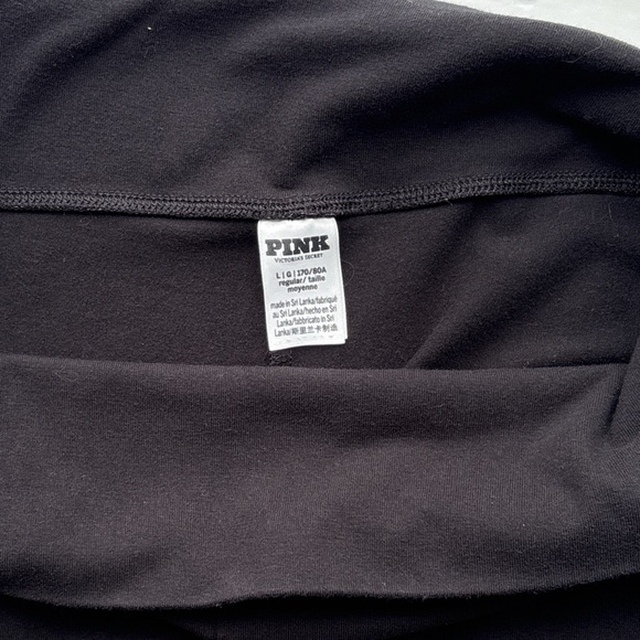 Y2K Victoria’s Secret PINK Rhinestone Black Fold-over Stretchy Flare Leggings L - Picture 8 of 8